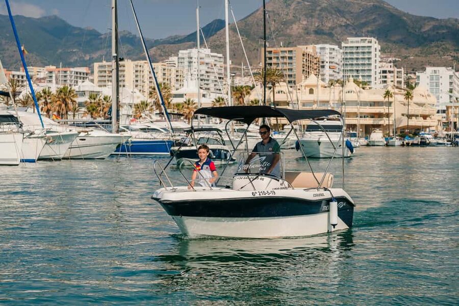 Benalmádena: license-Free Rent Boat for Dolphin Watching - Taking the helm from Puerto Marina Benalmádena