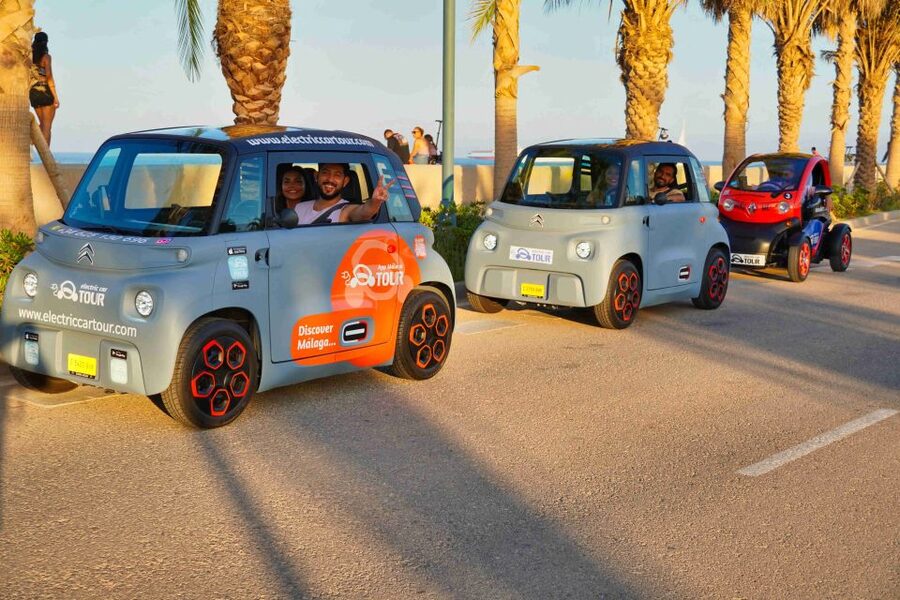 Explore Málaga and the Treasure Caves by Electric Car - Málaga Park, Soho, and the cathedral
