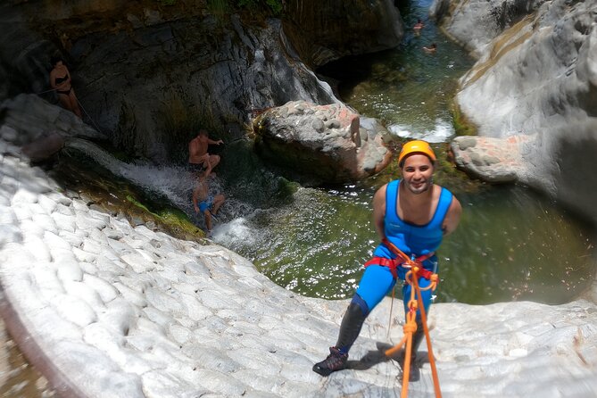 From Estepona: Guided Canyoning Tour on the Guadalmina River - Learning the 4-meter rappel