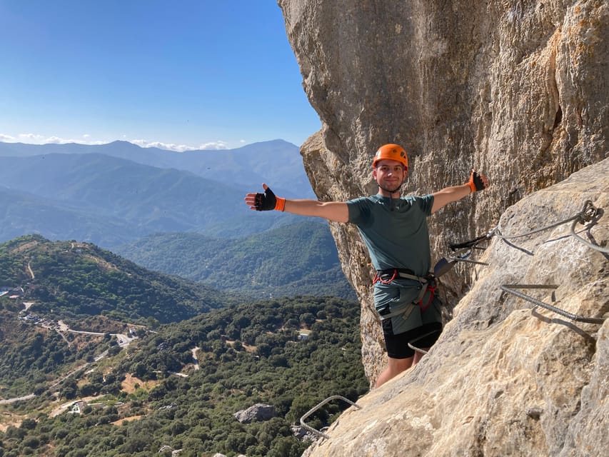 From Estepona: Vía Ferrata de Benalauria climbing tour - Climbing the 97-meter cliff course