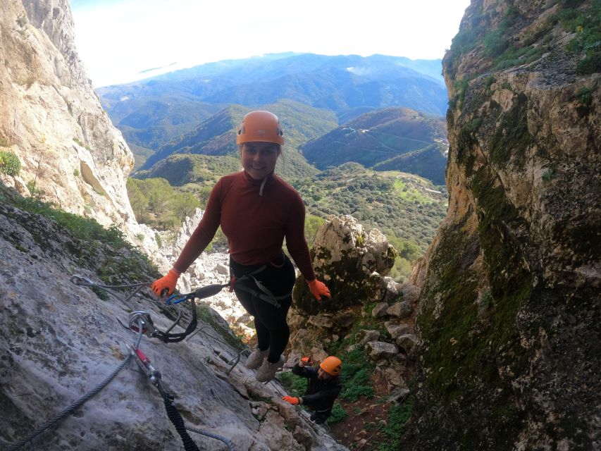From Estepona: Vía Ferrata de Benalauria climbing tour - Crossing the two monkey bridges