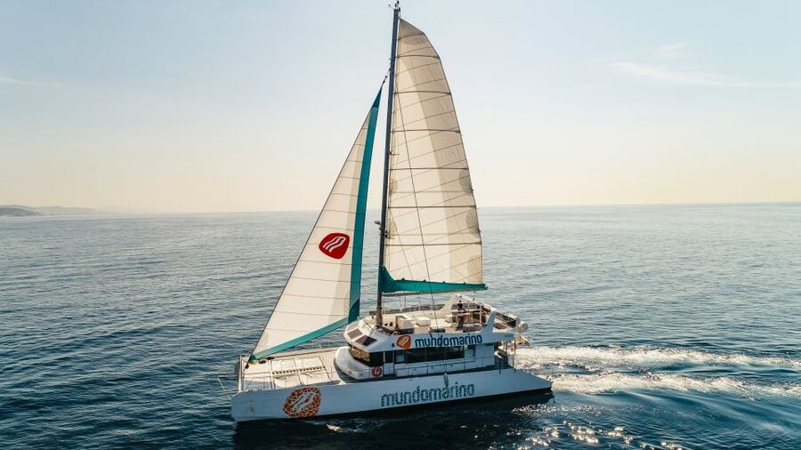 Malaga: Catamaran Sailing Cruise with Swimming & Optional DJ - Leaving Malaga’s pier for a sea-level view