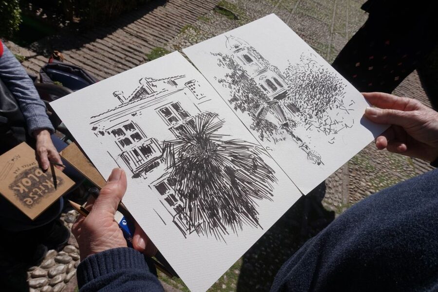 Malaga: Drawing & Painting Lesson Outdoors - What the instruction focuses on