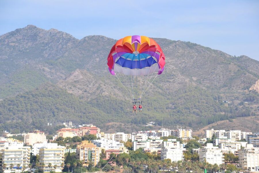 Marbella from the heights: Parasailing - The boat ride and lift into the air