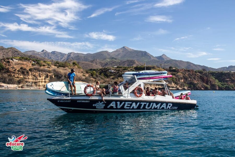 Nerja: Maro Waterfall Boat Trip with Paddleboarding & Drink - Swimming and snorkeling in clear coastal water
